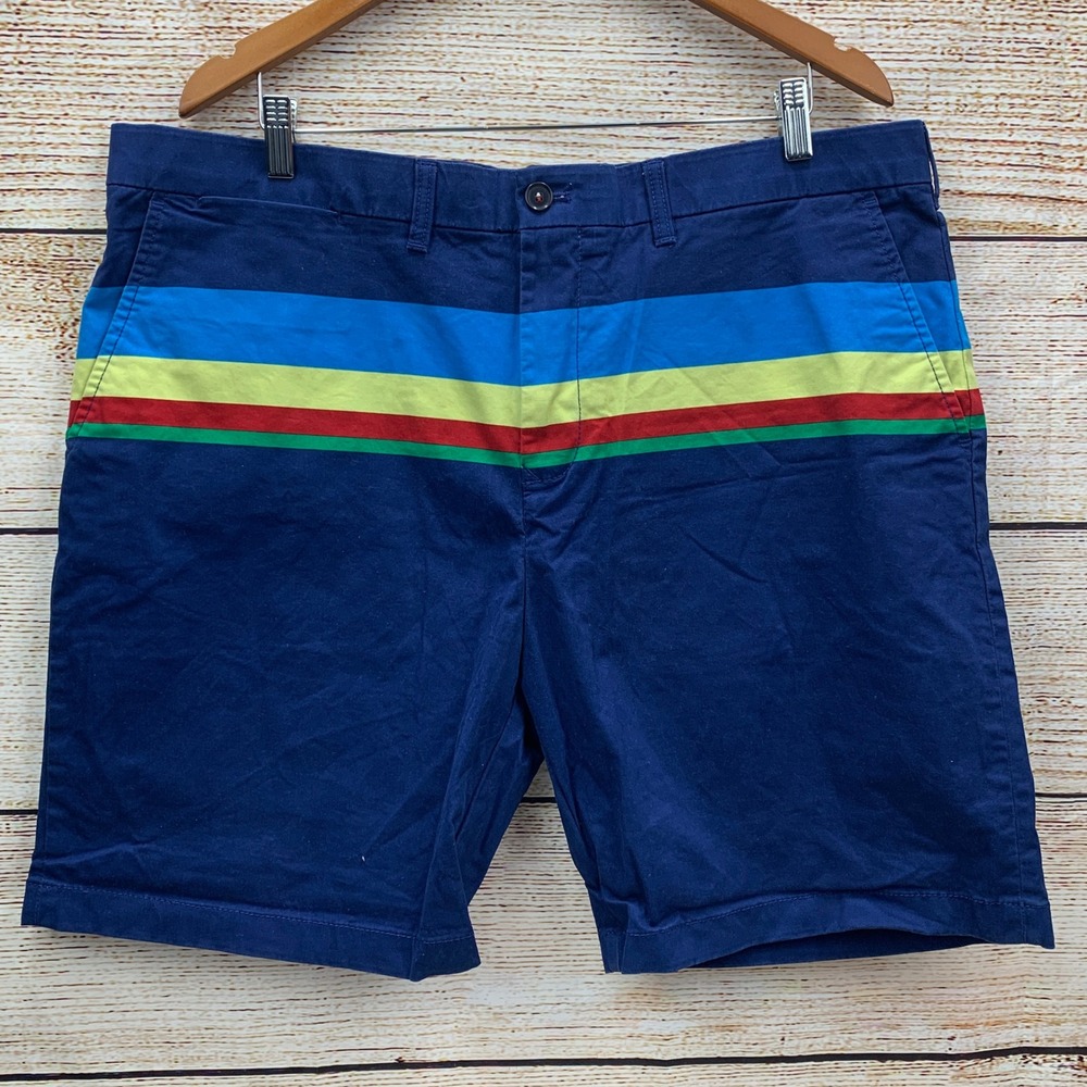 Tommy Hilfiger Men's Navy Blue‎ Striped Chino Shorts Size 40 Casual Summer